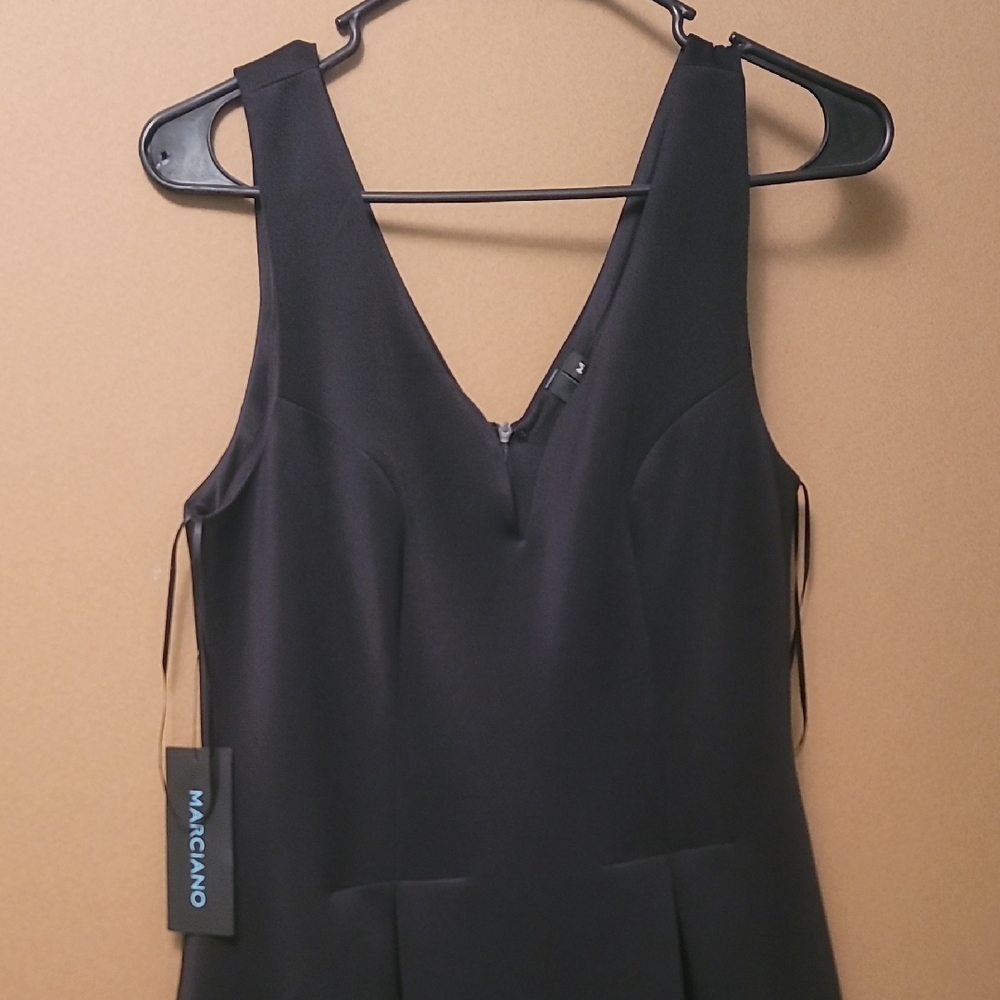 Elegant Black Sleeveless Dress Sweatheart Neck And A Line Pleat Skirt NWT - Picture 3 of 7